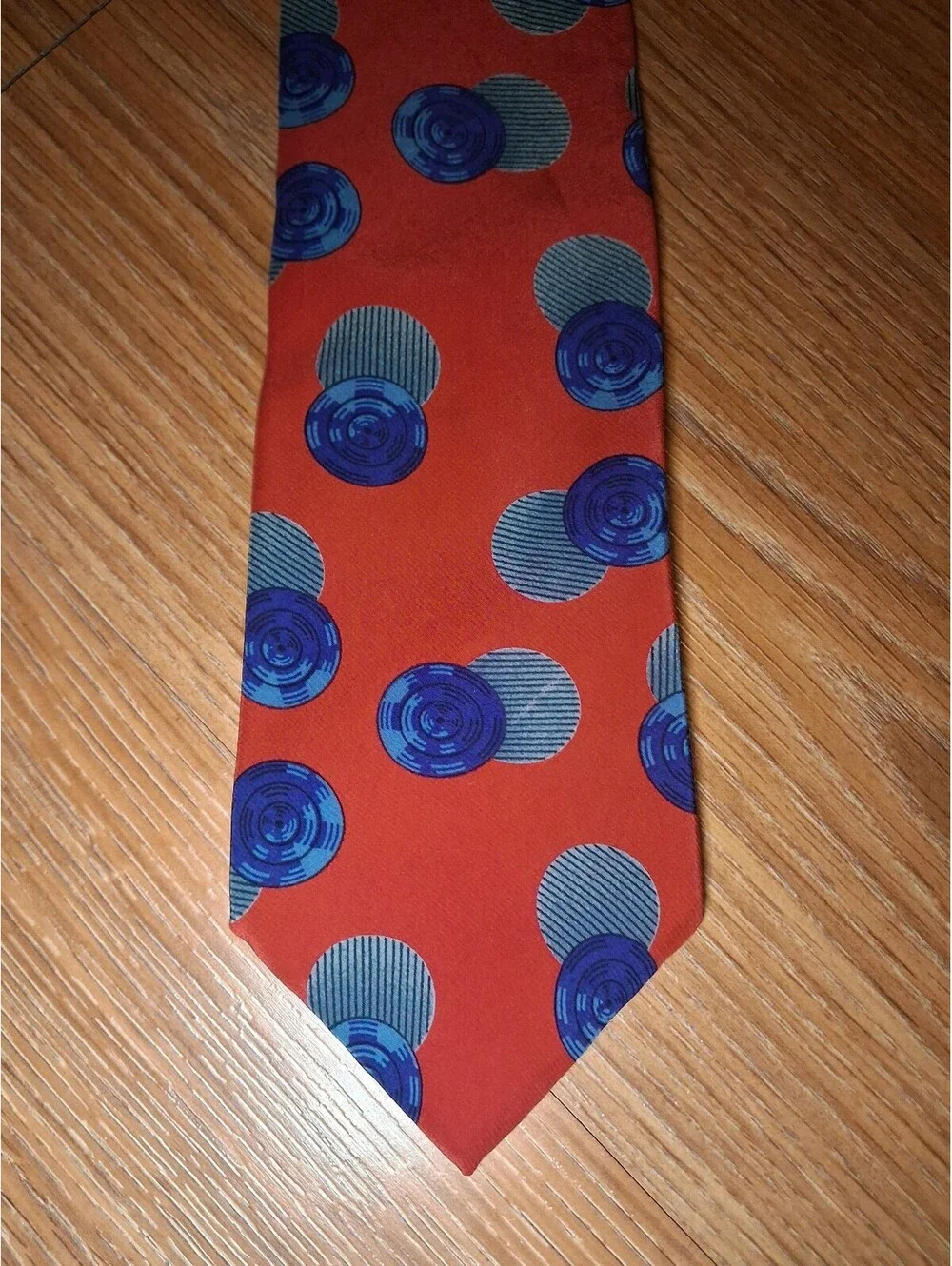 Christian Dior 100% Silk Tie Red Multicolor Geometric Wide
